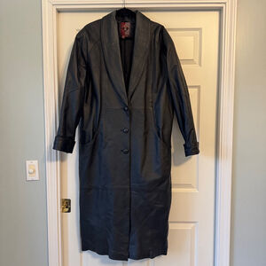 Vintage Women's G-III Leather Coat XL Black Full-Length Long Lined Insulated